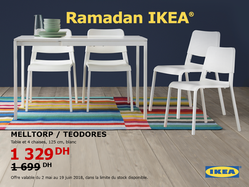 Modieus Beginner teer Ikea maroc Promotion de Ramadan sur table et 4 chaises MELLTORP - Promotion  au maroc